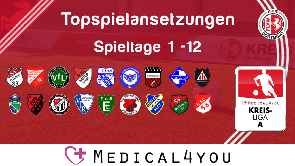 Medical4You Kreisliga A: Topspielansetzungen der Spieltage 1 - 12